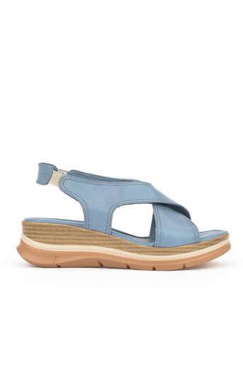 Ziya - Hakiki Deri Kadın Sandalet Mavi