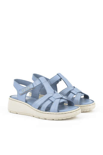 Ziya - Blue Genuine Leather Women's Sandals (1) Ziya - Blue Genuine Leather Women's Sandals (1)