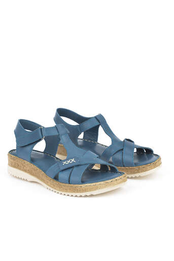 Ziya - Blue Genuine Leather Women's Sandals (1) Ziya - Blue Genuine Leather Women's Sandals (1)