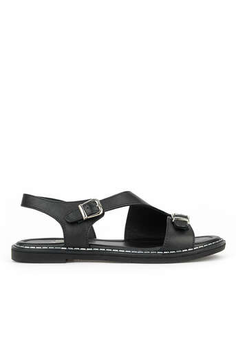 Ziya - Hakiki Deri Kadın Sandalet Siyah
