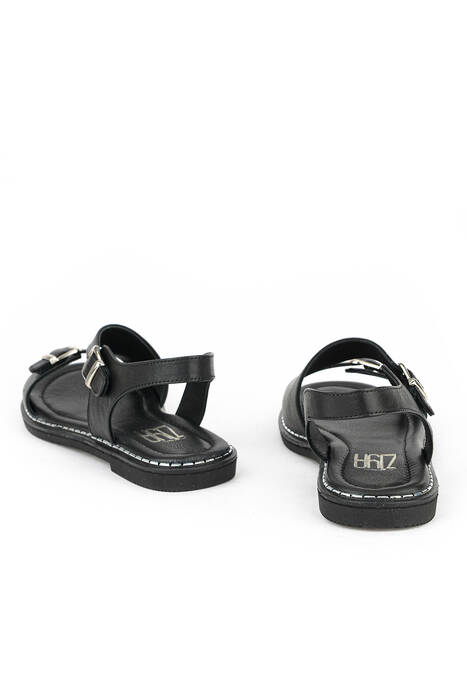 Hakiki Deri Kadın Sandalet Siyah