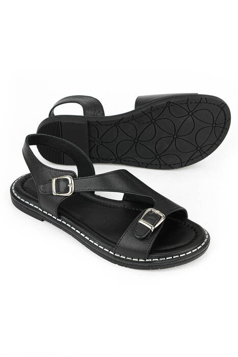 Hakiki Deri Kadın Sandalet Siyah