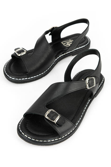 Hakiki Deri Kadın Sandalet Siyah