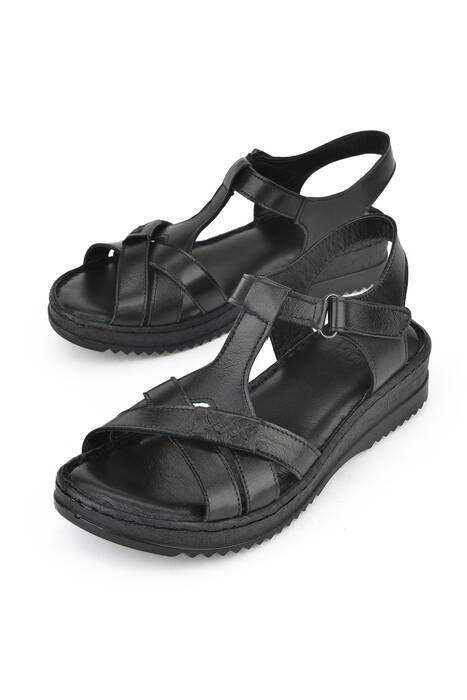 Hakiki Deri Kadın Sandalet Siyah