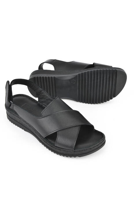 Hakiki Deri Kadın Sandalet Siyah