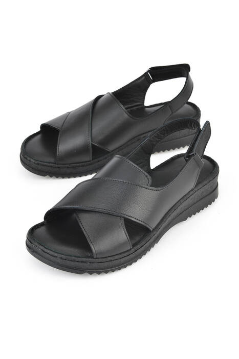 Hakiki Deri Kadın Sandalet Siyah