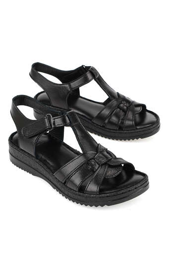 Ziya - Hakiki Deri Kadın Sandalet Siyah (1)