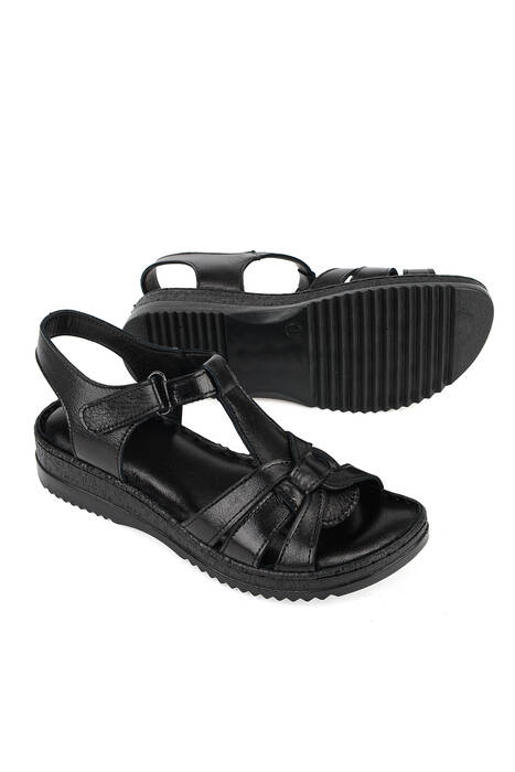 Hakiki Deri Kadın Sandalet Siyah