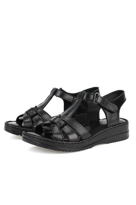 Hakiki Deri Kadın Sandalet Siyah