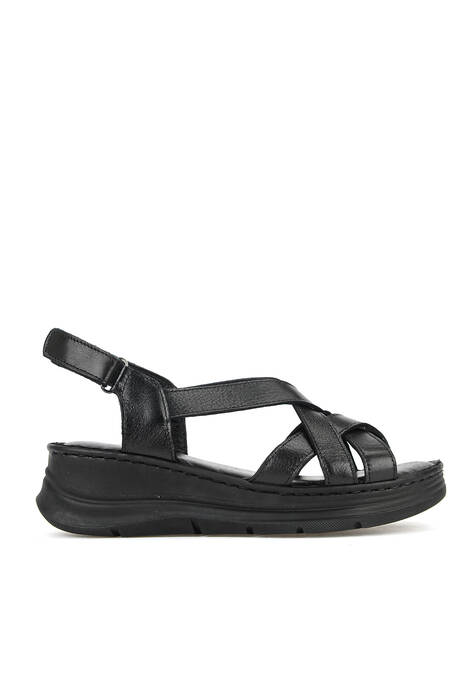 Hakiki Deri Kadın Sandalet Siyah