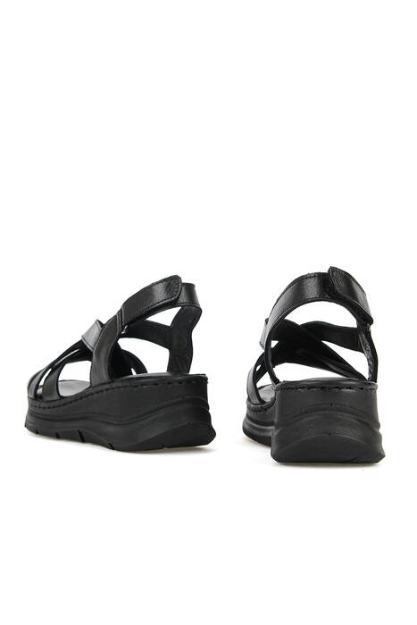 Hakiki Deri Kadın Sandalet Siyah