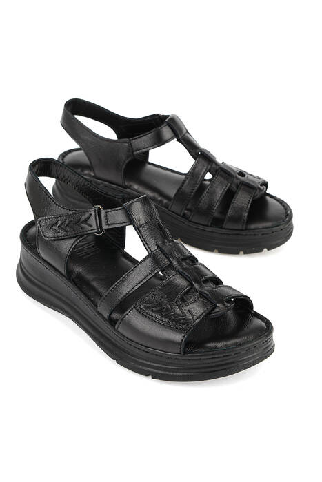 Hakiki Deri Kadın Sandalet Siyah