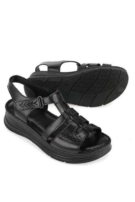 Hakiki Deri Kadın Sandalet Siyah