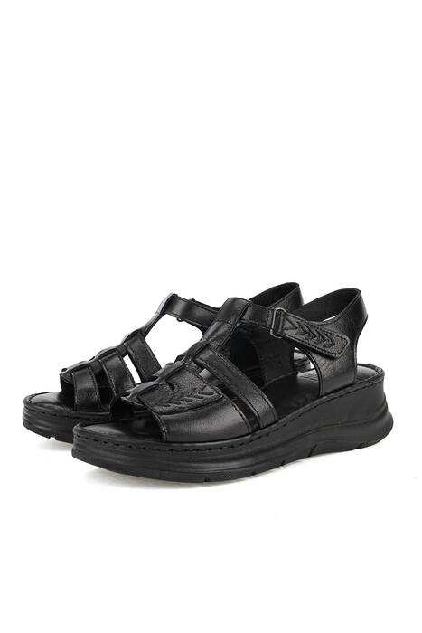Hakiki Deri Kadın Sandalet Siyah