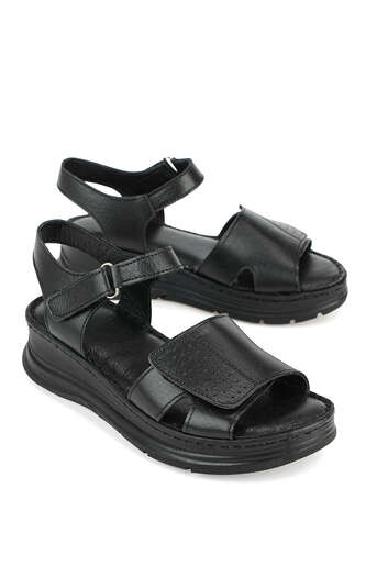 Ziya - Hakiki Deri Kadın Sandalet Siyah (1)