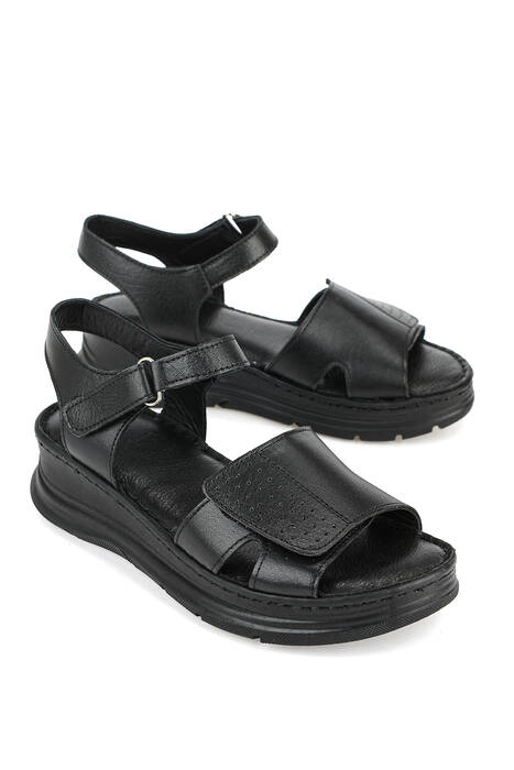 Hakiki Deri Kadın Sandalet Siyah