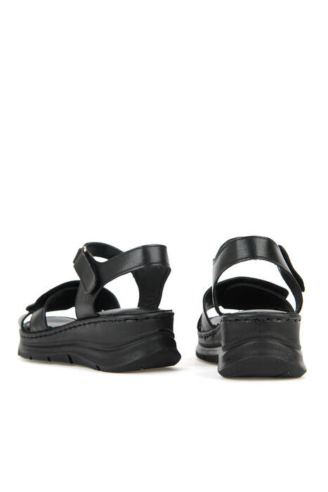 Hakiki Deri Kadın Sandalet Siyah