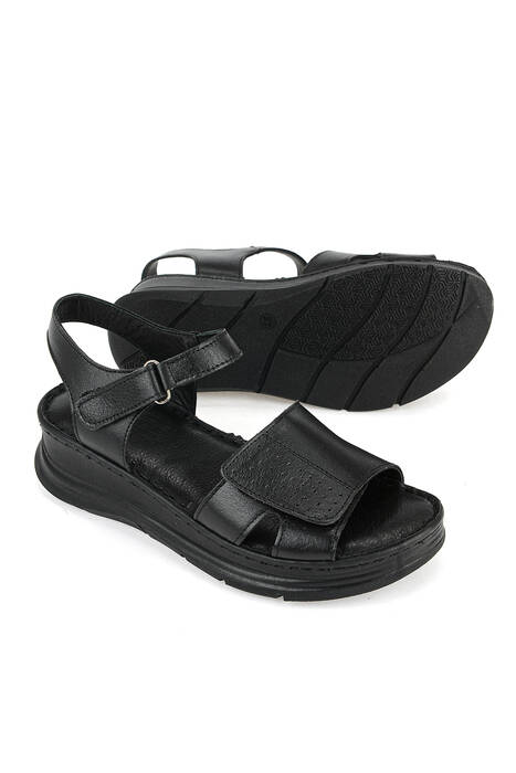 Hakiki Deri Kadın Sandalet Siyah