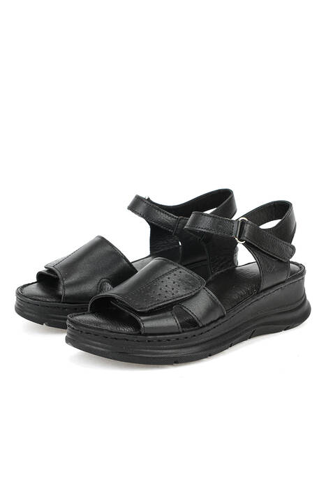 Hakiki Deri Kadın Sandalet Siyah