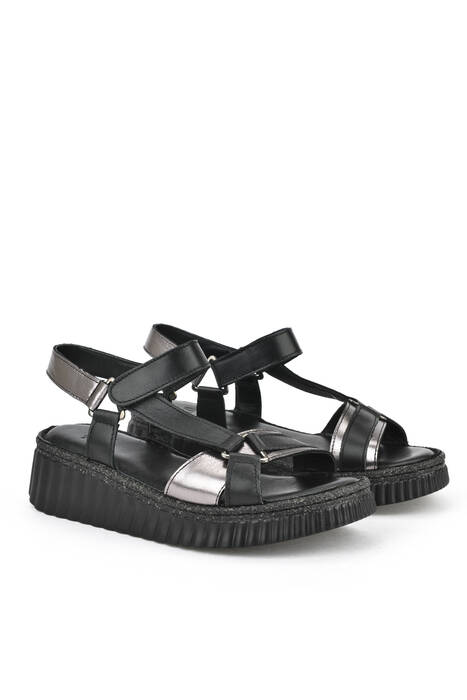 Hakiki Deri Kadın Sandalet Siyah