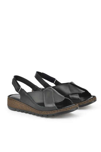 Ziya - Hakiki Deri Kadın Sandalet Siyah (1)