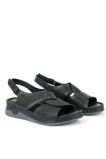 Ziya - Black Genuine Leather Women's Sandals (1)
