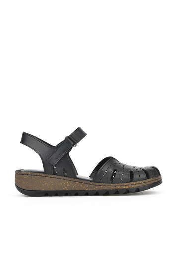 Ziya - Black Genuine Leather Women's Sandals