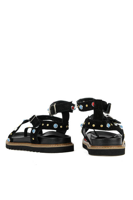 Hakiki Deri Kadın Sandalet Siyah