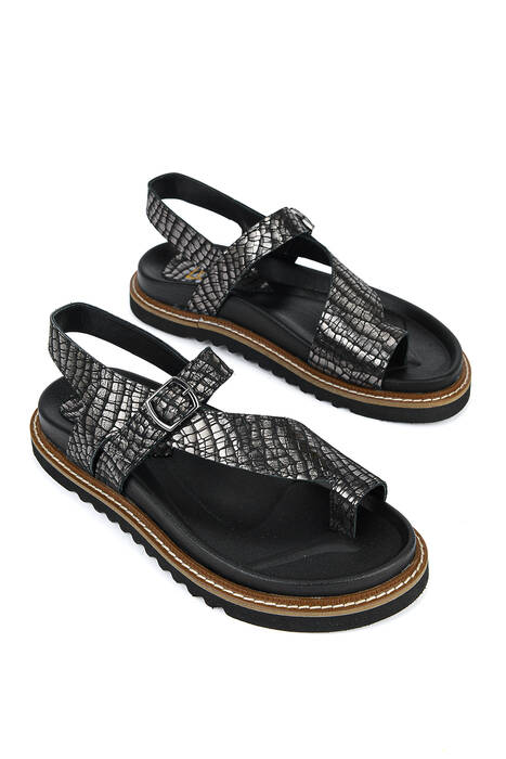 Hakiki Deri Kadın Sandalet Siyah