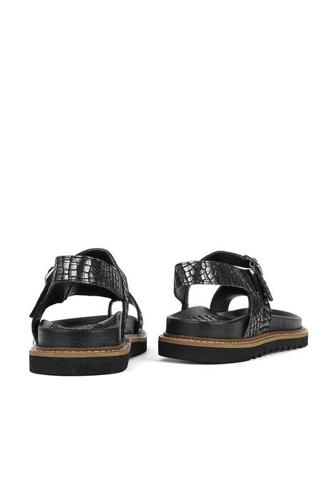 Hakiki Deri Kadın Sandalet Siyah