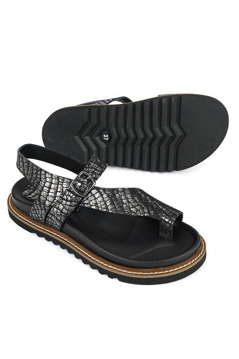 Hakiki Deri Kadın Sandalet Siyah