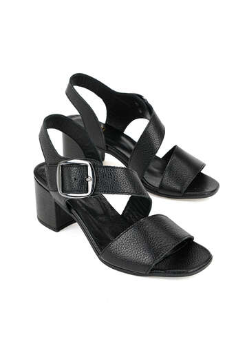 Ziya - Hakiki Deri Kadın Sandalet Siyah (1)