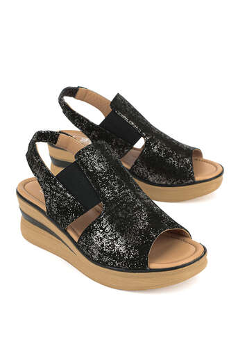 Ziya - Hakiki Deri Kadın Sandalet Siyah (1)