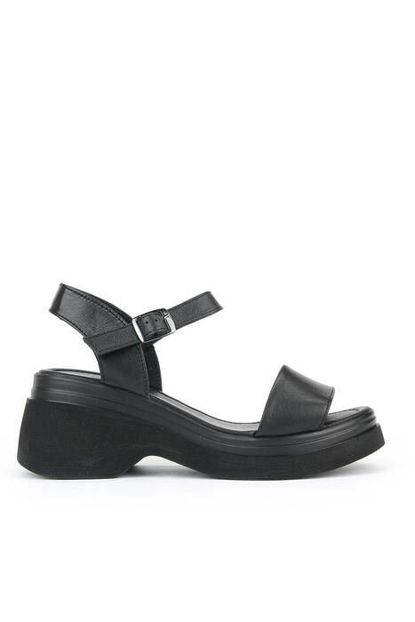 Hakiki Deri Kadın Sandalet Siyah