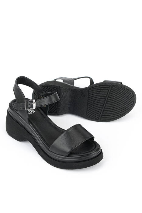 Hakiki Deri Kadın Sandalet Siyah