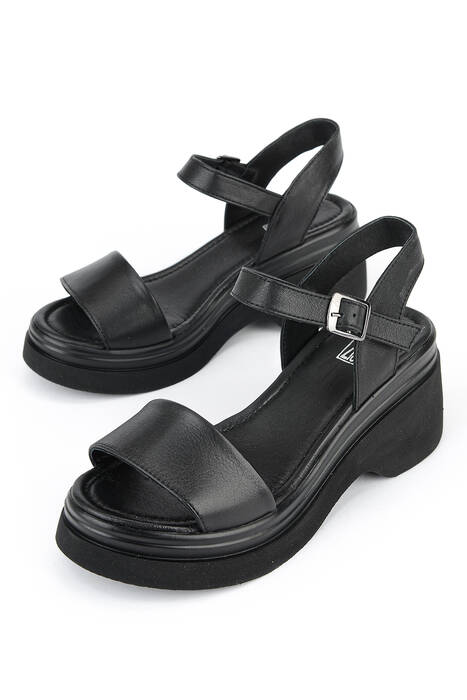Hakiki Deri Kadın Sandalet Siyah