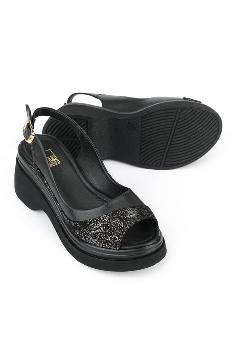 Hakiki Deri Kadın Sandalet Siyah