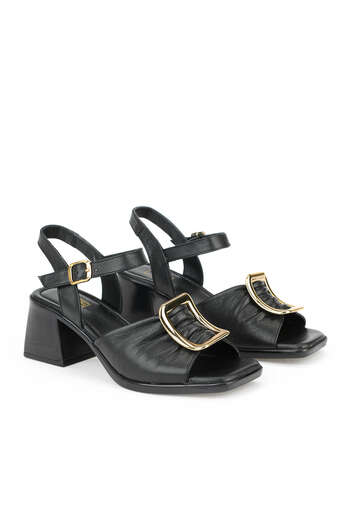 Ziya - Hakiki Deri Kadın Sandalet Siyah (1)