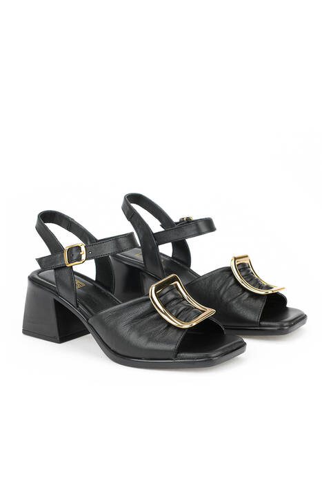 Hakiki Deri Kadın Sandalet Siyah