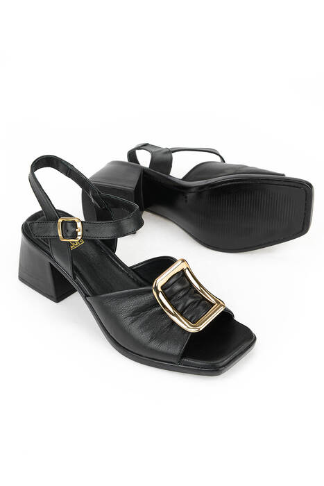Hakiki Deri Kadın Sandalet Siyah