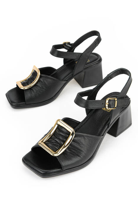 Hakiki Deri Kadın Sandalet Siyah