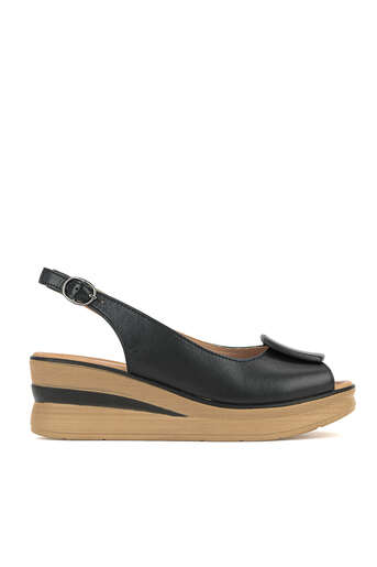 Ziya - Hakiki Deri Kadın Sandalet Siyah