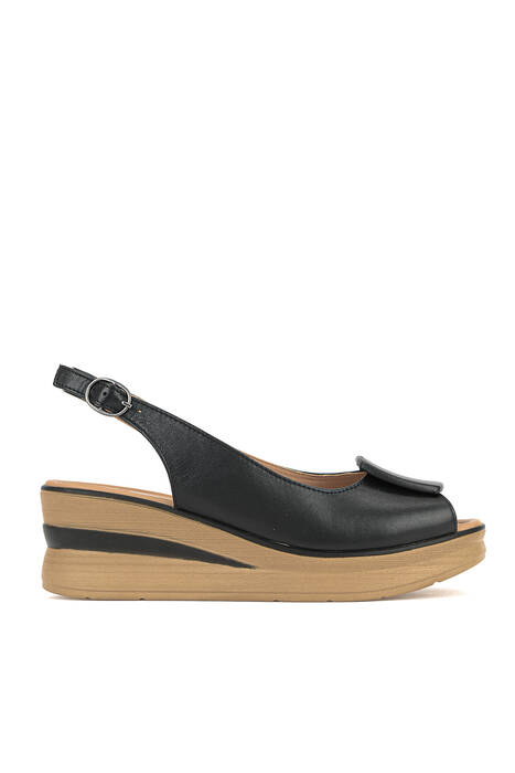 Hakiki Deri Kadın Sandalet Siyah