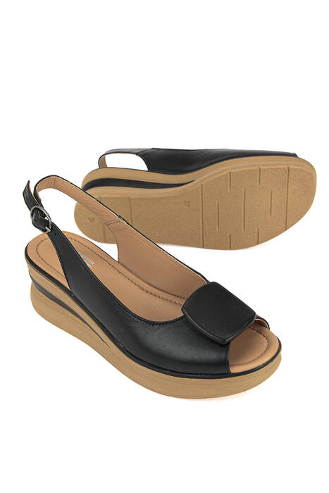 Hakiki Deri Kadın Sandalet Siyah