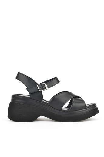 Ziya - Black Genuine Leather Women's Sandals