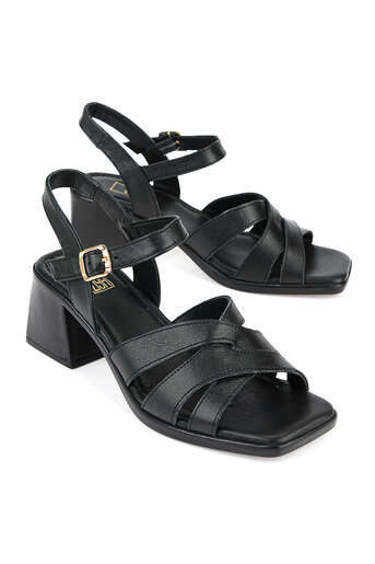 Ziya - Hakiki Deri Kadın Sandalet Siyah (1)