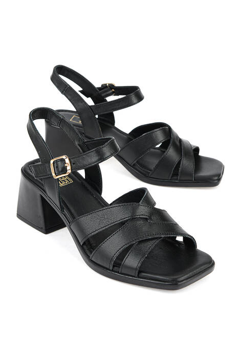 Hakiki Deri Kadın Sandalet Siyah