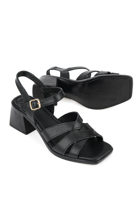 Hakiki Deri Kadın Sandalet Siyah