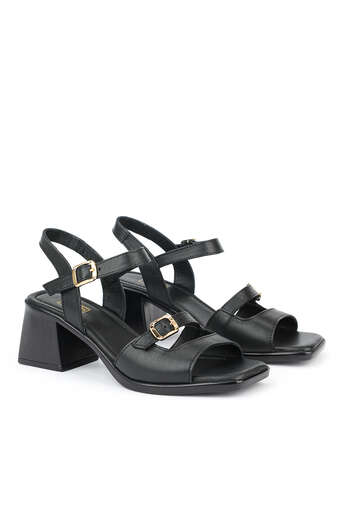 Ziya - Hakiki Deri Kadın Sandalet Siyah (1)