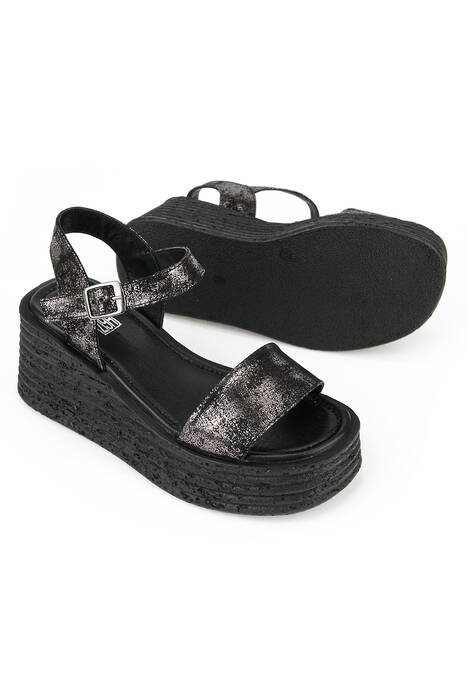 Hakiki Deri Kadın Sandalet Siyah